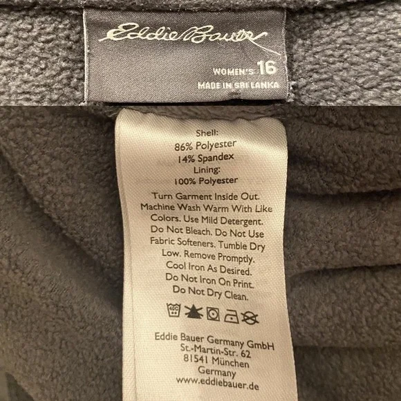 EDDIE BAUER Women Polar Fleece-Lined Straight Leg Pants Size 16 Gray Gorpcore - Picture 11 of 12